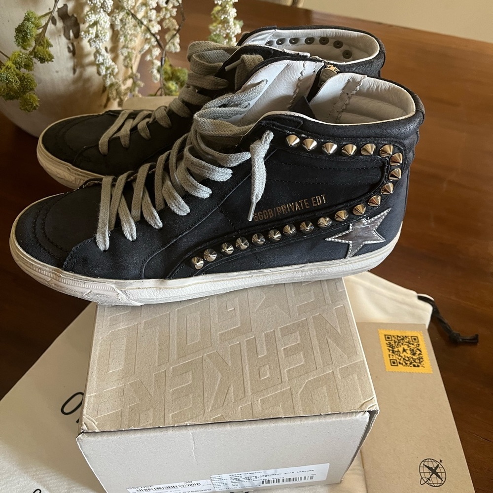 Authentic Golden Goose Slide Mid-Top Sneakers